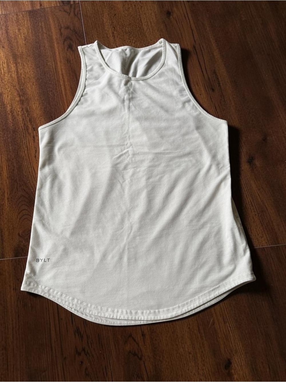 BYLT Basics Mens Medium Cream Drop Cut Tank Top Sleeveless Athletic Shirt